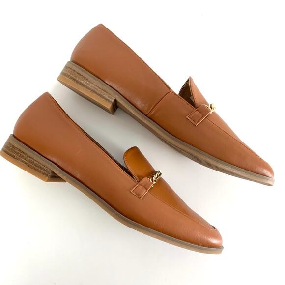 Gloria Vanderbilt Womens Brown Leather Chain Block Heel Slip On Loafer Size 7.5 - Picture 4 of 7